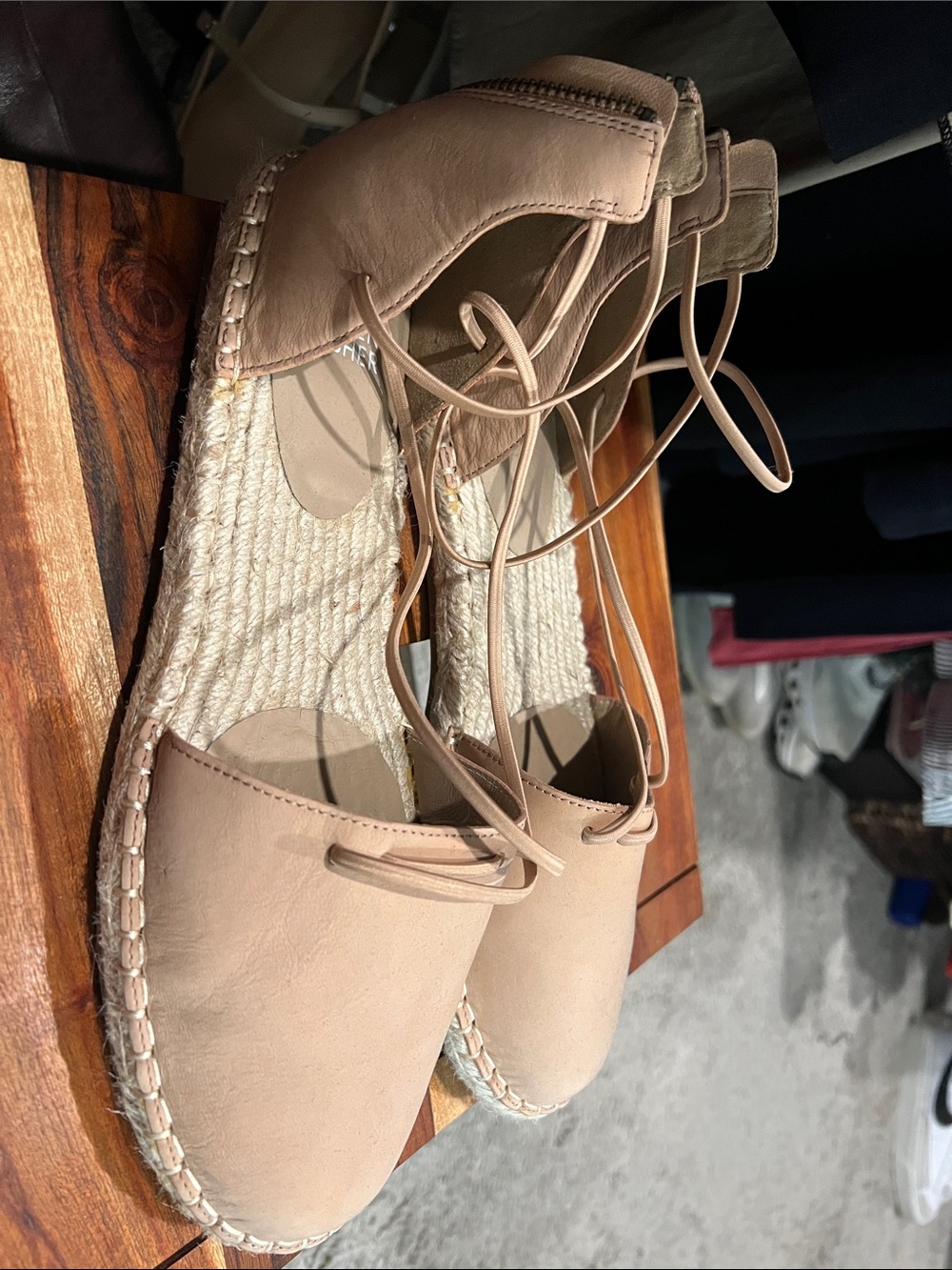 Eileen Fisher Blush Beige Lace-Up Espadrille Flats